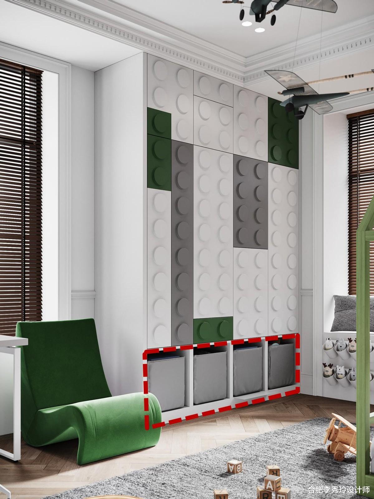 以后有娃了，儿童房衣柜也不打满，下面预留35公分，用起来更方便