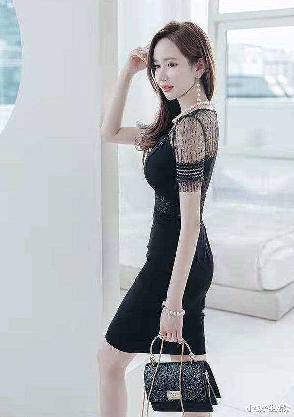 小燕子生活馆|黑色小性感透视香肩，独特的时尚气质，穿出独特女人味