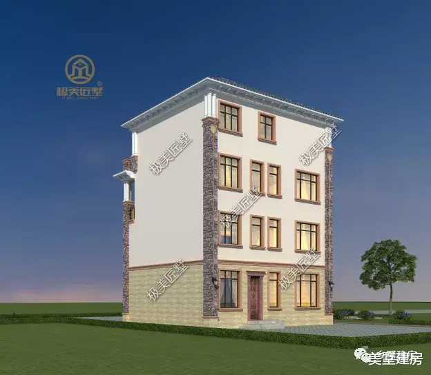 10×10米，简欧风格的四层别墅，你就是村里最靓的仔