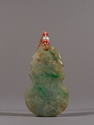 翡翠|清 老翡翠大吉葫芦牌。