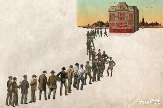 法国|一战期间法国士兵排队等待进妓院——死前几分钟的快乐