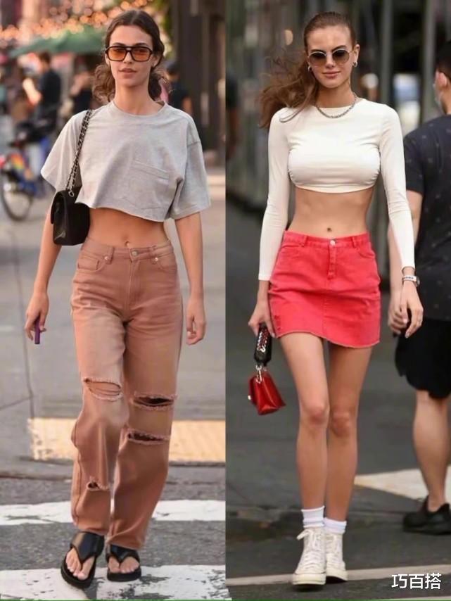巧百搭|穿腻了白T+短裤，不如尝试一下“辣妹风”，又美又气质