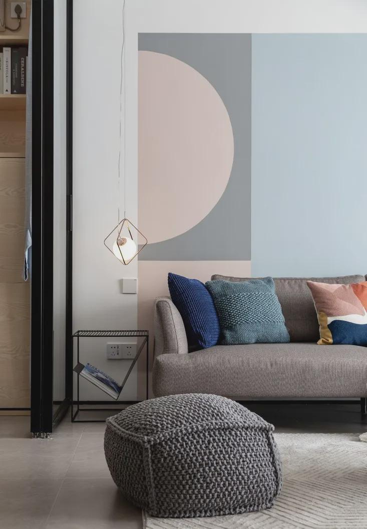 |80㎡现代简约,餐厅、书房、客卧三合一,高颜值拼色墙时髦有腔调