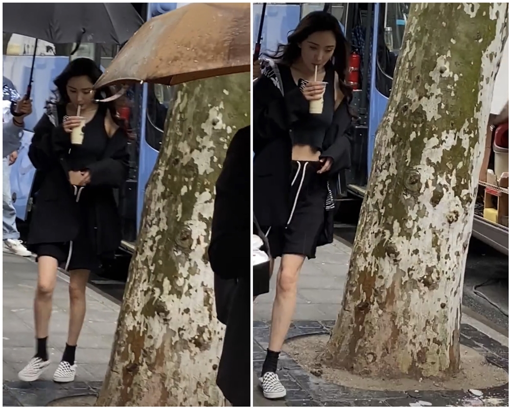 华晨宇|杨幂在路边喝奶茶被拍 看这身材和姿势 像不像十几二十岁的少女？
