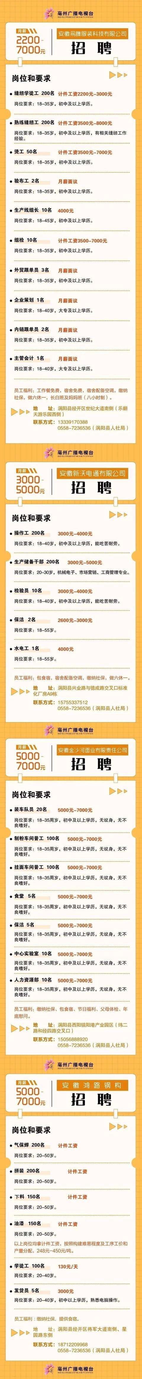 |招聘！涡阳新一波岗位在召唤你