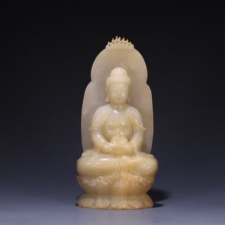 |旧藏 和田玉如来佛雕像