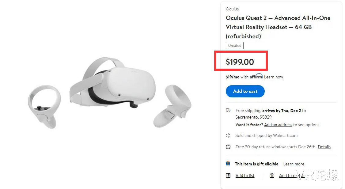 沃尔玛|历史最低价！64GB版本Quest 2头显沃尔玛售价仅199美元