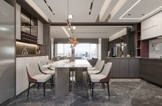 |142平简约风三居室，简约整洁的顶部设计与时尚空间不谋而合