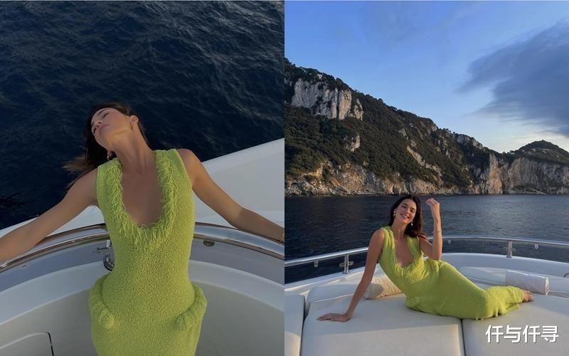 仟与仟寻|肯达尔詹娜牛油果绿度假装太美了,大妈水果风穿搭如何穿得时尚?
