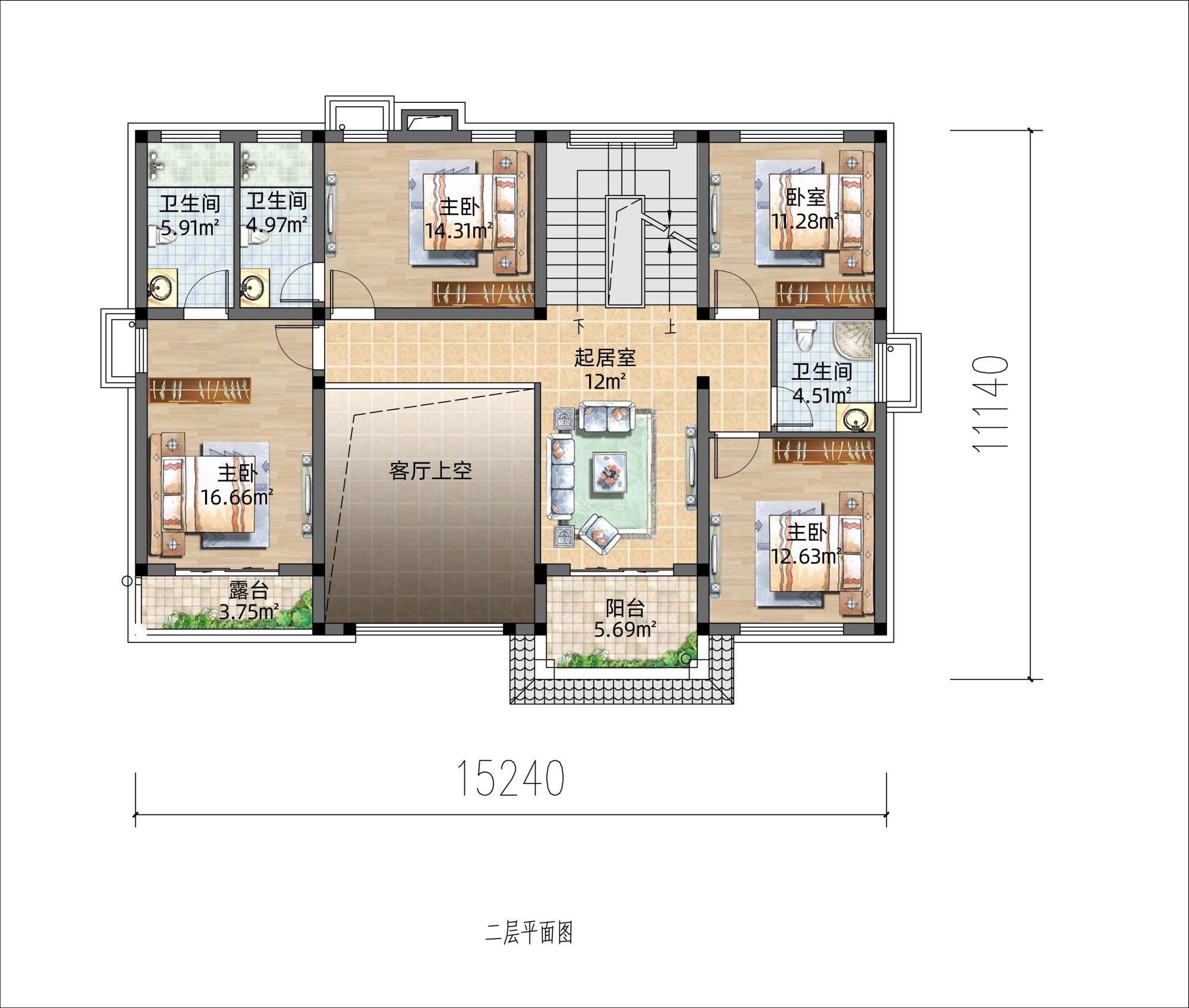 |五房五卫新中式住宅，带壁炉更有温馨感