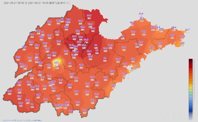山东天气 山东天气预报:32℃!明天气温继续升!23日这些地方有雷雨或阵雨