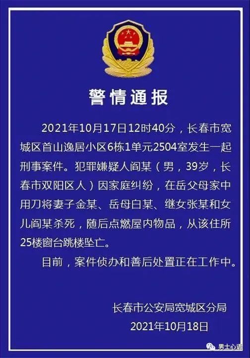 男士心语 25 长春刑事案件警示我们 遇事要理智对待！