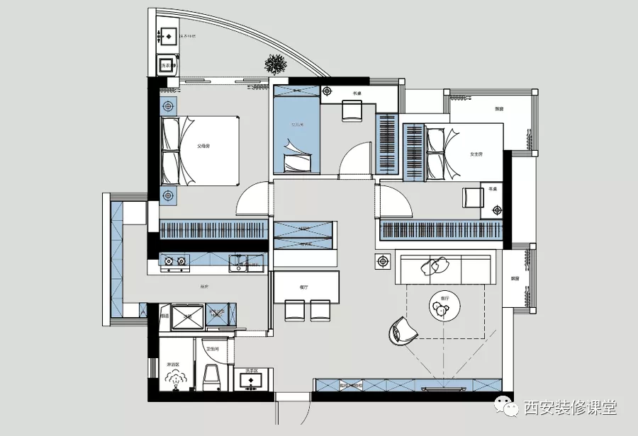 100㎡三室老房改造，三代同堂完美入住