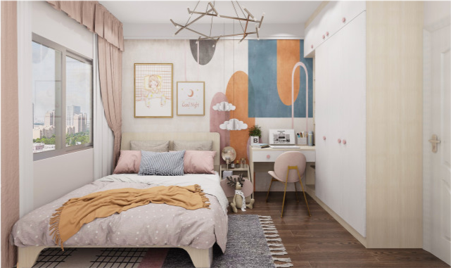 93平现代风二居室在黑白灰的色调中融入了爱马仕橙,就是亮眼