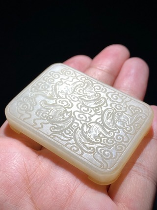 墨床|清中期 和田玉籽玉 白玉 五福临门 墨床 笔搁