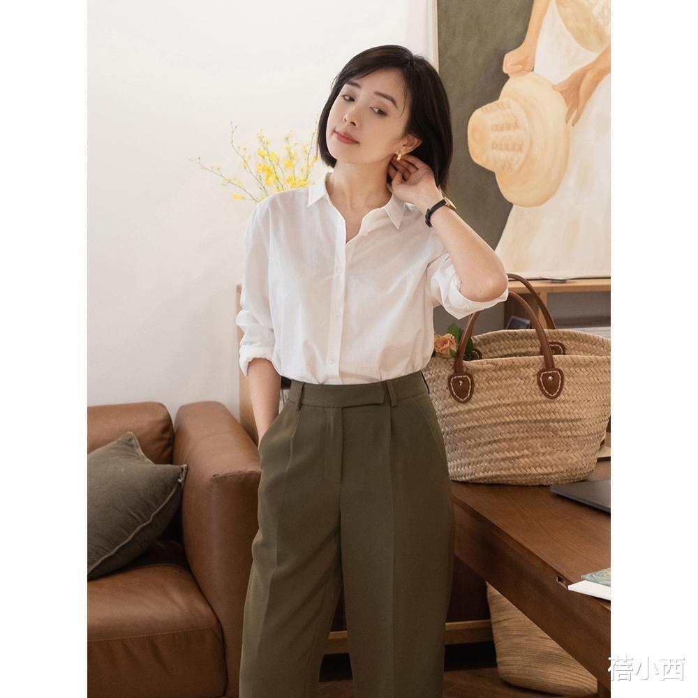衬衫|职场女性多备“衬衫”，搭配阔腿裤、九分裤、半身裙，时髦又优雅