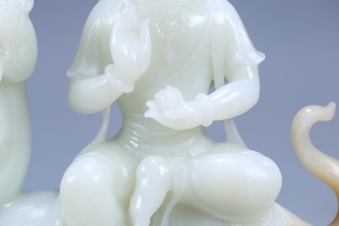 文殊菩萨|旧藏 老和田玉文殊菩萨雕像