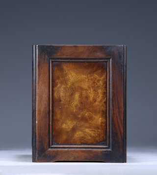 |黄花梨镶金丝楠樱木·四方笔筒