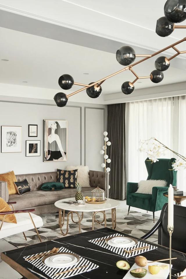 110㎡美式轻奢,低调与华丽碰到一起,效果很是惊喜