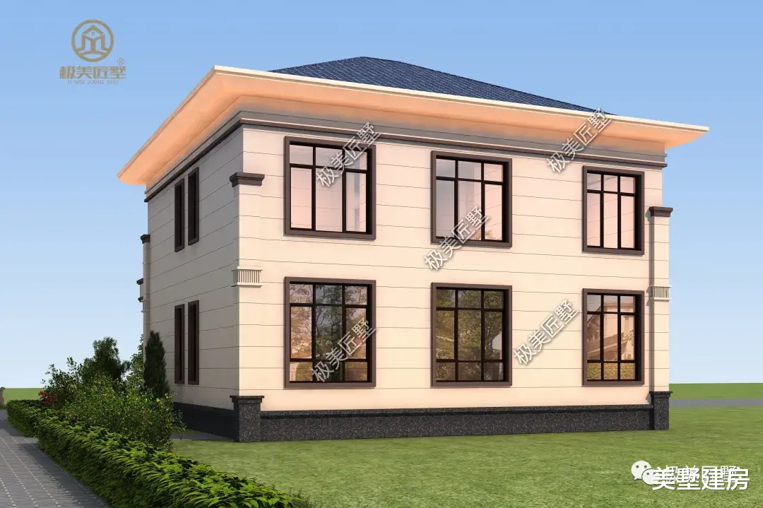 |12×12米，方正对称的两层简欧别墅，喜欢欧式风格的不要错过！