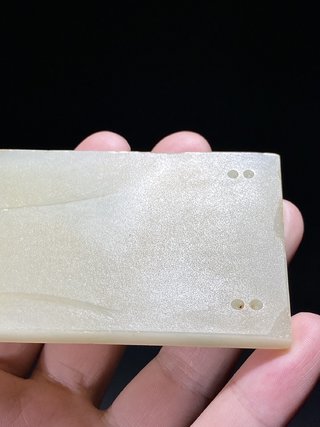 和田玉籽料|明 和田玉籽料 白玉 盘龙鸾鸟 带板 铊尾