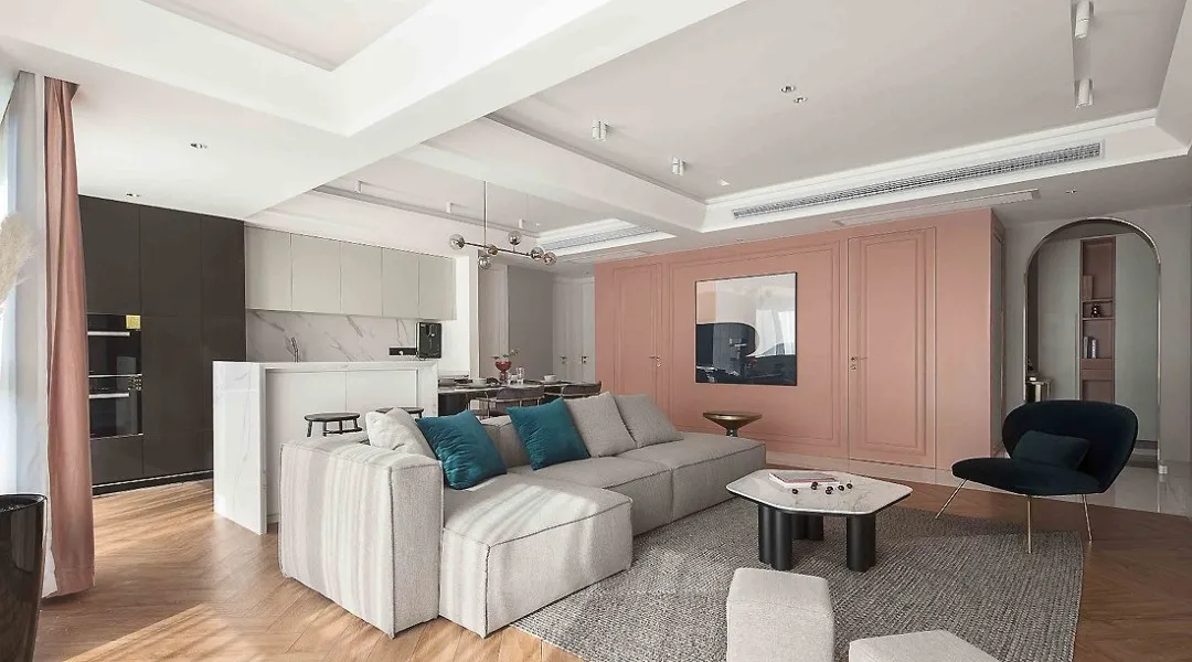 粉色|120㎡现代轻奢3室2厅，用艺术美学诠释家的优雅！
