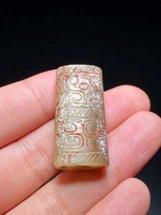 钱币|春秋 和田玉 白玉 蟠螭纹 玉勒 勒子 挂件