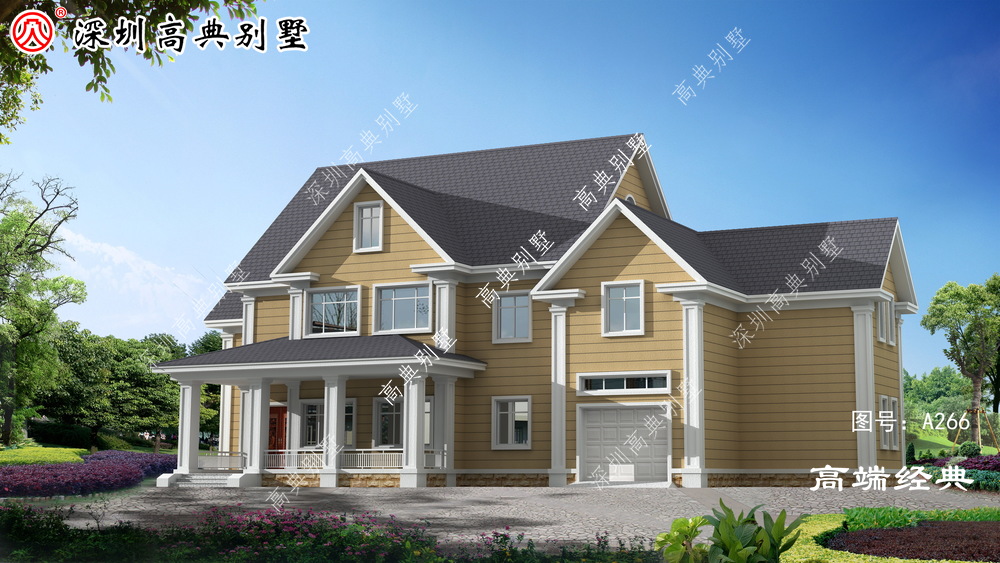 经典的罗马柱,明亮的灰色屋顶,简单而又优雅