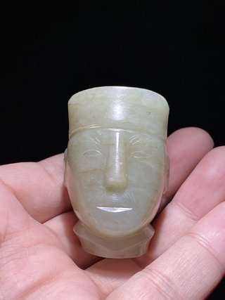 和田玉籽料|汉 和田玉籽料 籽玉 玉人首 俑首 把件