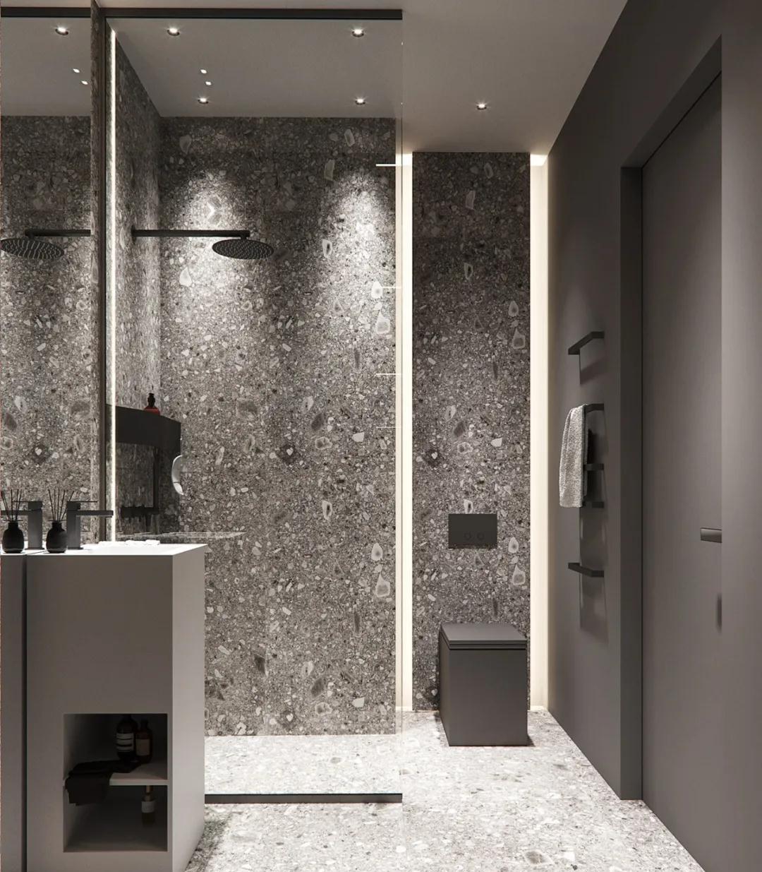 卫生间墙砖、地砖颜色搭配建议，别再只有“黑白灰”了，这样更美