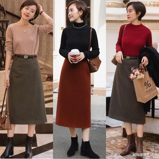时尚穿搭生活馆 大衣+半裙,毛衣+半裙,羽绒服+半裙,冬天这样穿又美又飒