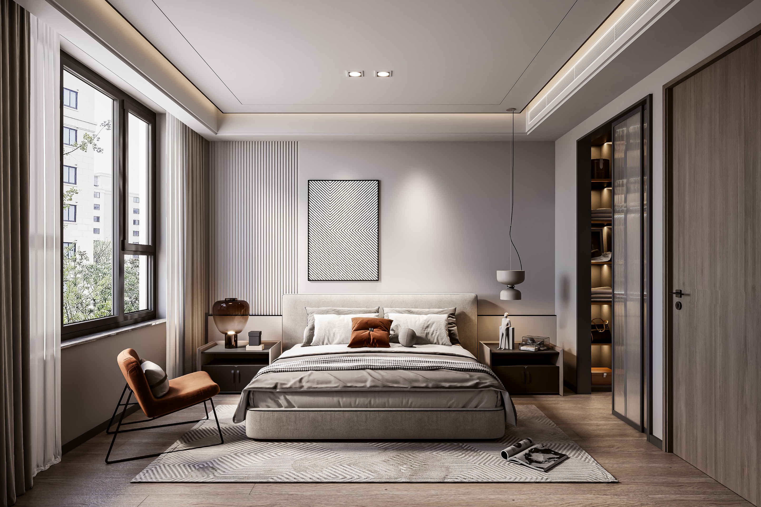 200m2现代轻奢风大宅,开放功能区才是大户型标配。