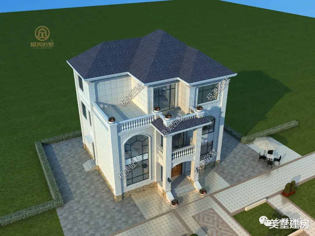 背景墙|占地120平也能建豪宅,三层欧式设计,美观大气