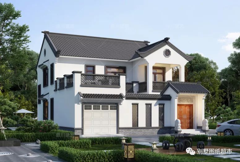 带庭院二层中式小合院，精简实用型别墅，36万造价