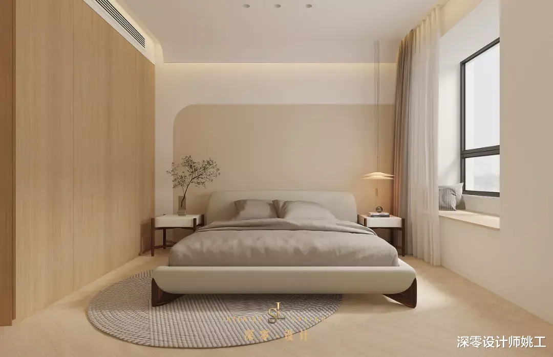 看看他家装修，奶咖色墙面搭配木饰面柜体，满满的轻柔感！