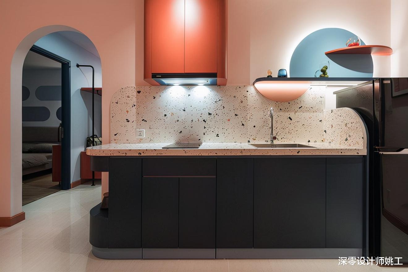 深零设计师姚工 敢想不敢装的家,她在这65㎡实现了,配色用到极致,全小区独一份