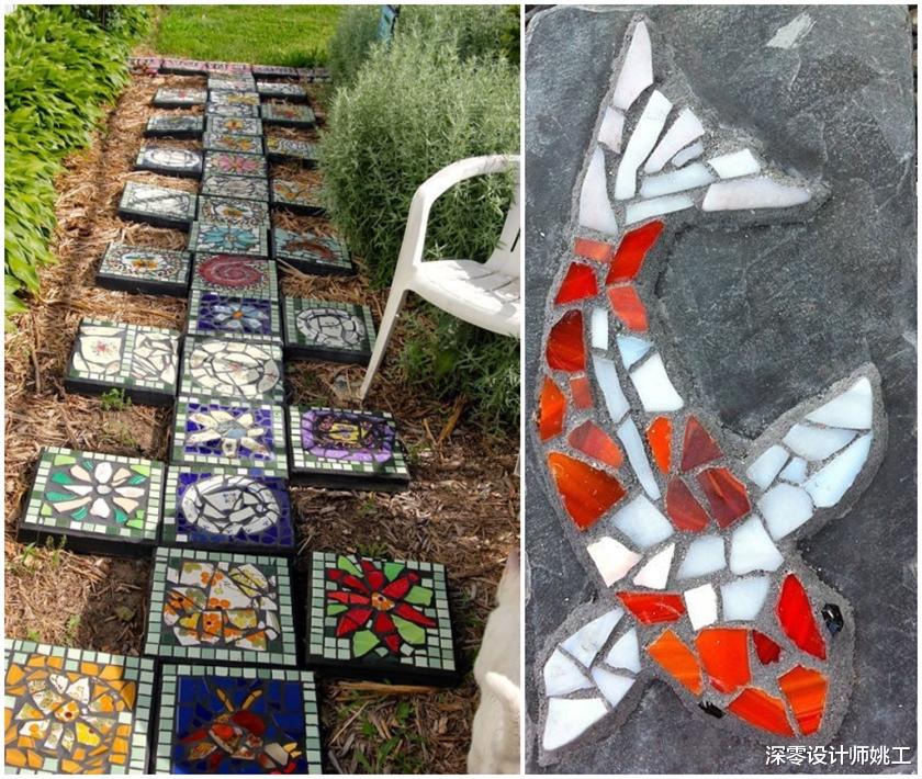 |碎瓷砖还能这么用,翻新桌面、装点院墙,自成一道美丽的风景线