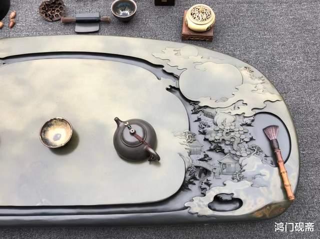 雕刻|100吨石头中仅此一块，我拿给手艺人刻成石茶盘，成品比玉还美