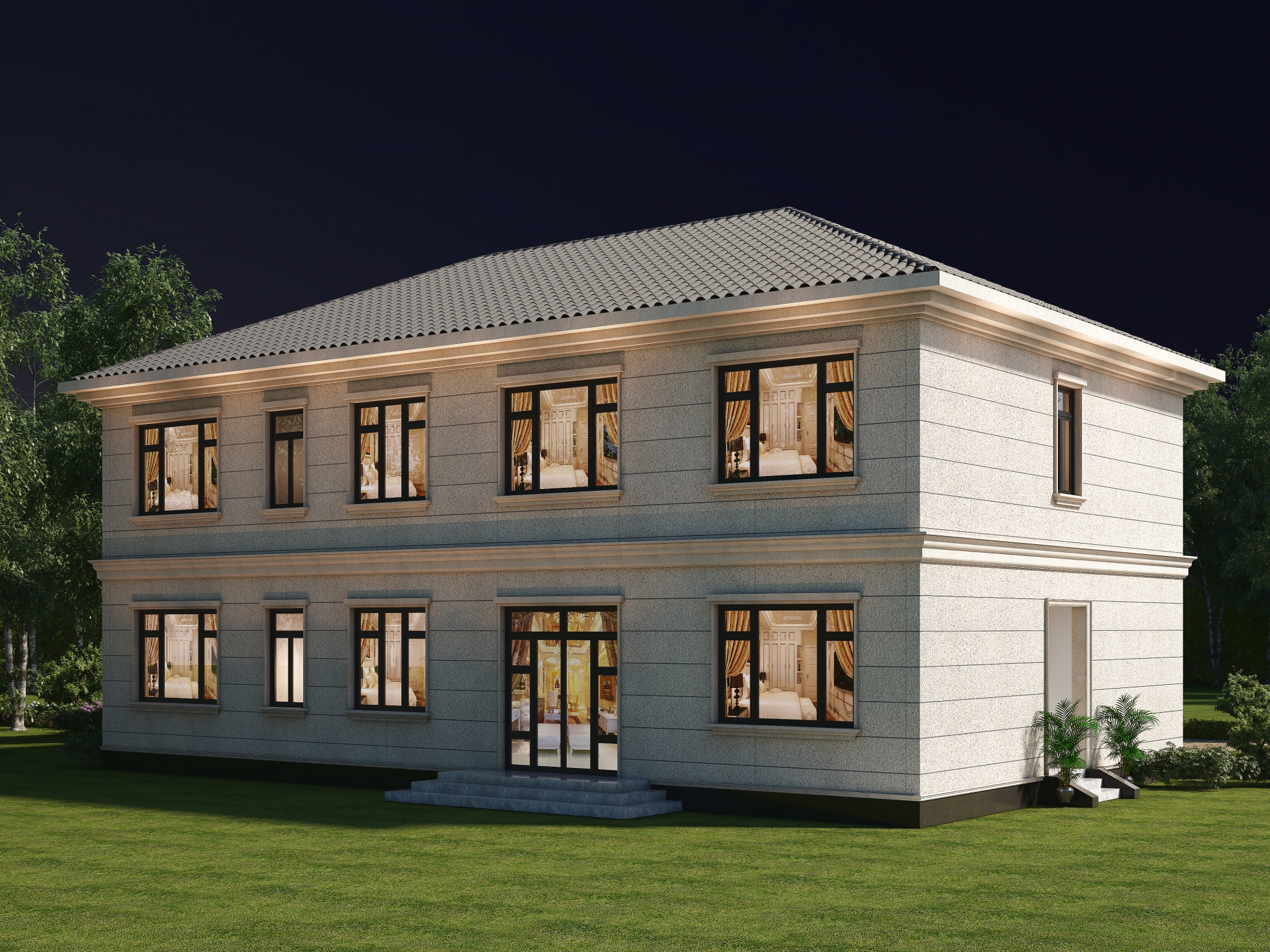 浪漫风格欧式住宅也能有,占地两百方的舒适