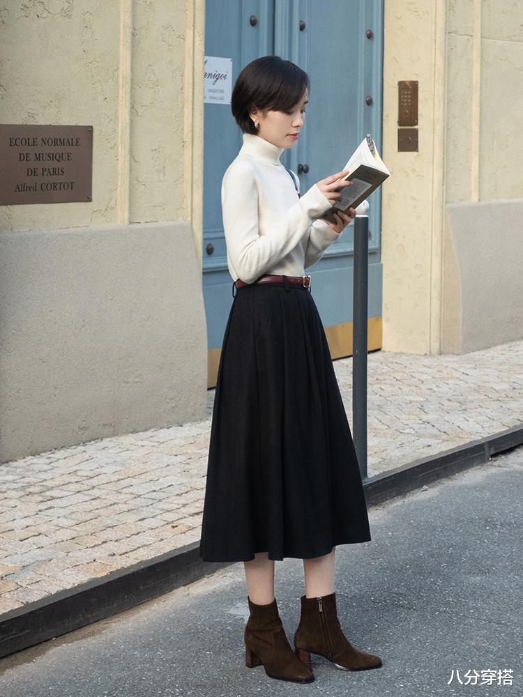 八分穿搭 “针织衫+半身裙”才是秋冬标配，穿上保暖还优雅，时髦百搭