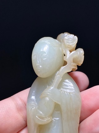 麻姑献寿|清乾隆 和田玉籽料 白玉 麻姑献寿 摆件 把件