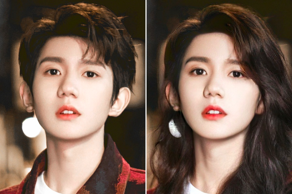 龚俊|男明星性转图来了，龚俊直接变周也，蔡徐坤眉毛再细点就成景甜了