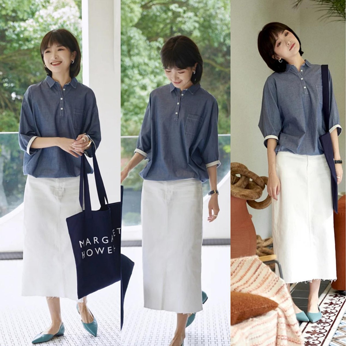 |这才是职场女人该有的打扮,“衬衫+半裙”,轻松告别呆板路人感