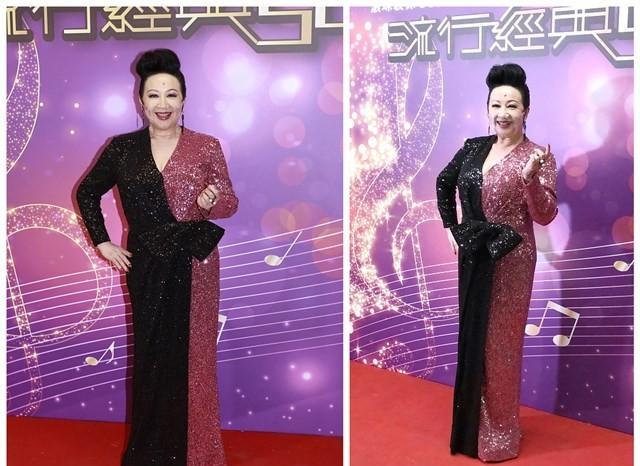 波波的时尚 “慈祥奶奶”薛家燕气色还很好，穿双色拼接礼服好亮眼，真时髦