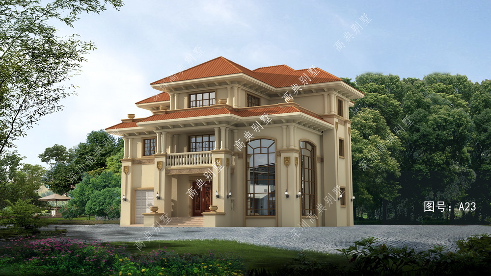 这款欧式风格的别墅，建成后，大家都来祝贺你。