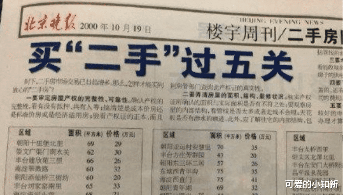 房地产市场|“网友发现一张2000年的报纸，大家感受下那会儿北京的房价！”