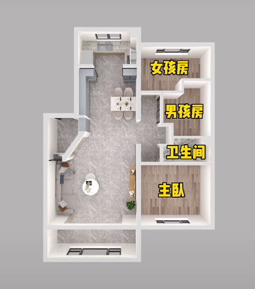 美宅设计|看看常见的四大块两居室如何改成三居室！