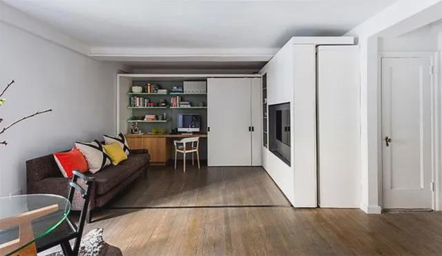 35平单身公寓，家里太小就把床藏到柜子里，果然方便又显宽敞！