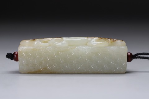 和田玉籽料|舊藏和田玉籽料“枣红皮 螭龙勒子”