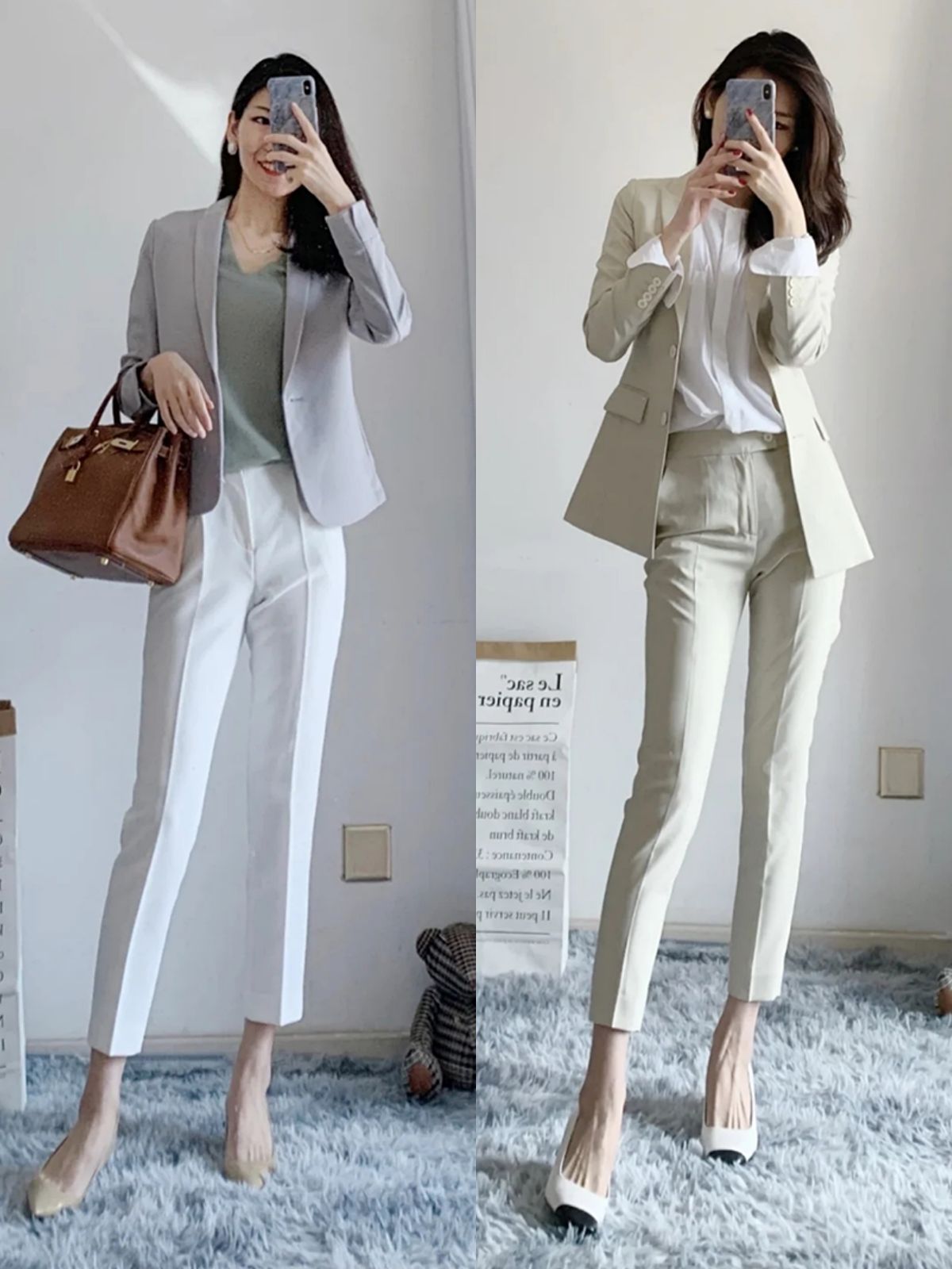 西装|职场女人必备的西装，选对色系、搭对了才够优雅，她的搭配真绝